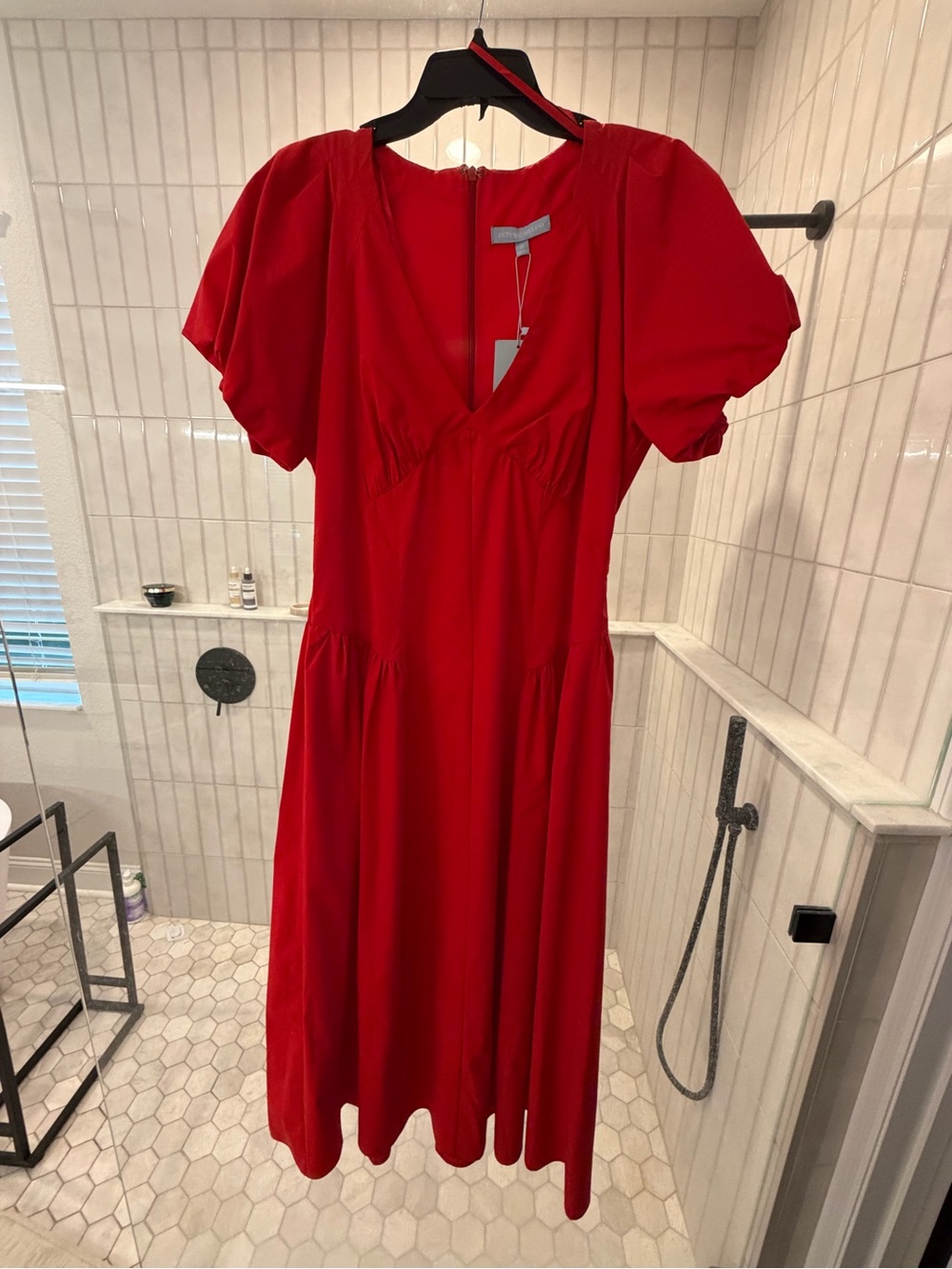 ANTONIO MELANI Red V-Neck Puff Sleeve Maxi Dress - Picture 2 of 7